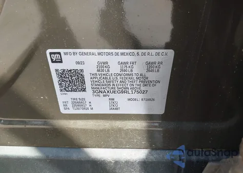 2024 Chevrolet Equinox Awd Lt z USA, uszkodzony, nr VIN 3GNAXUEG9RL175027